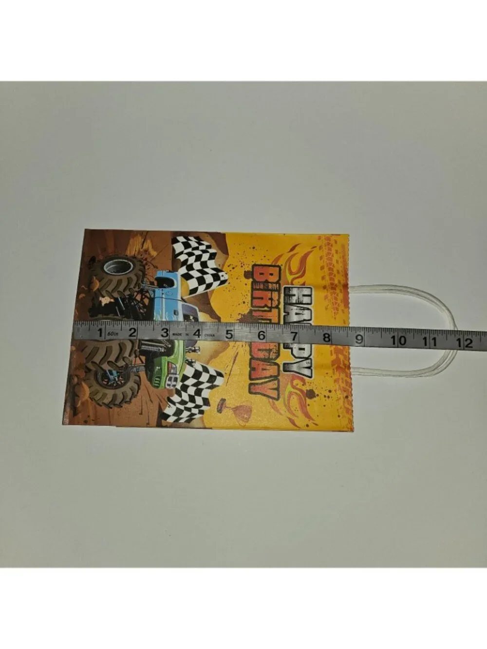 7 Monster Truck Happy Birthday Paper Gift Bag Lot 8.5x6 Green Blue Red Yellow
